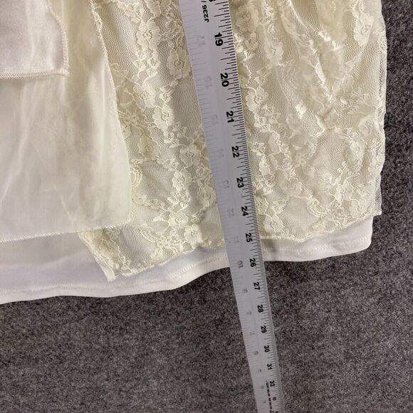 Yves Blouse Women XL Beige Sleeveless Wide Strap Ruffle Round Neck Pullover - Picture 7 of 8